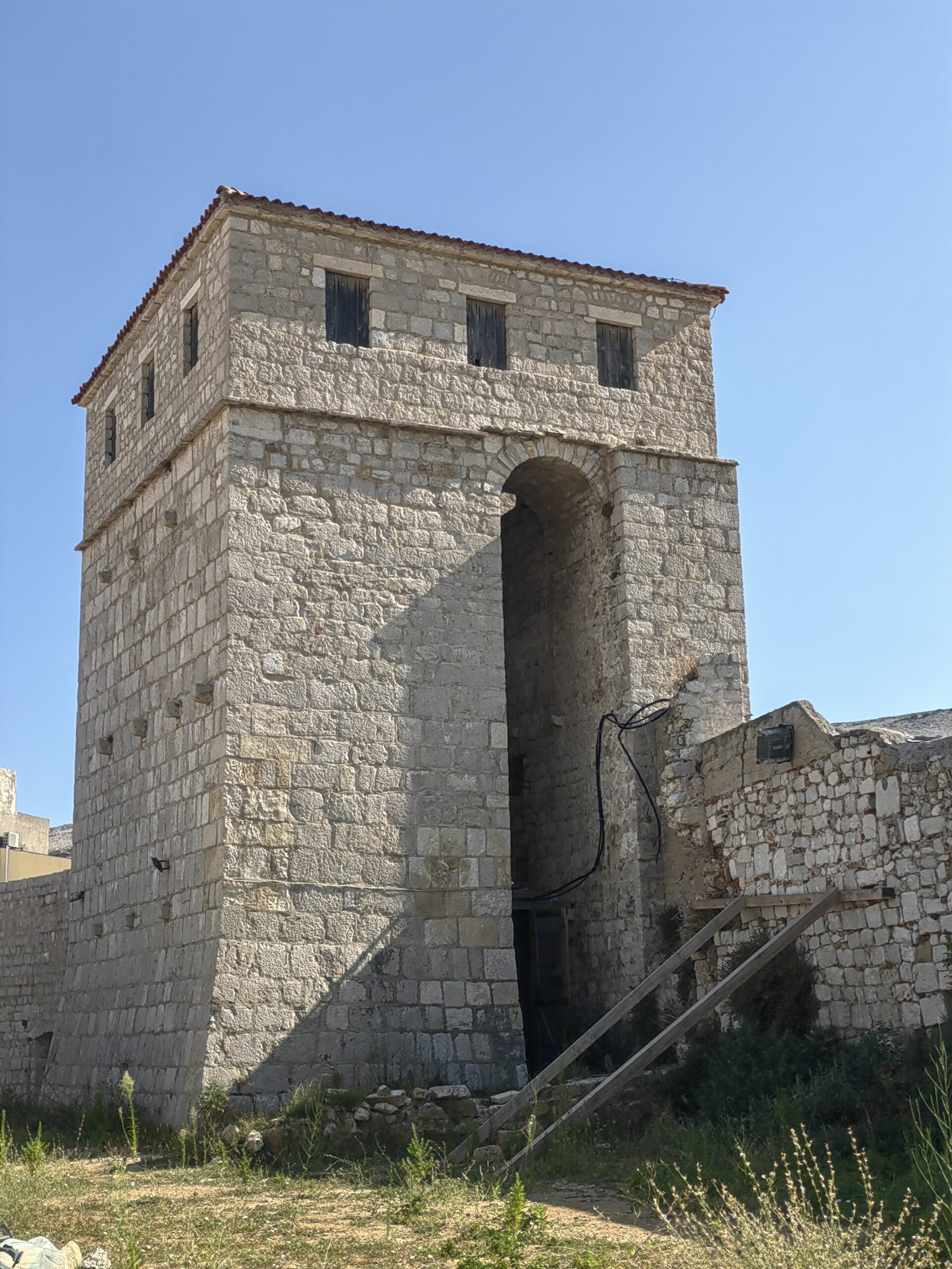 Skrivanat Tower, part of the medieval fortifications of Pag, Croatia